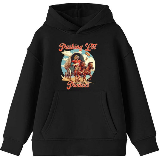 "Parking Lot Pioneer" Old West Wagon Football Cowboy Youth Long Sleeve Hoodie