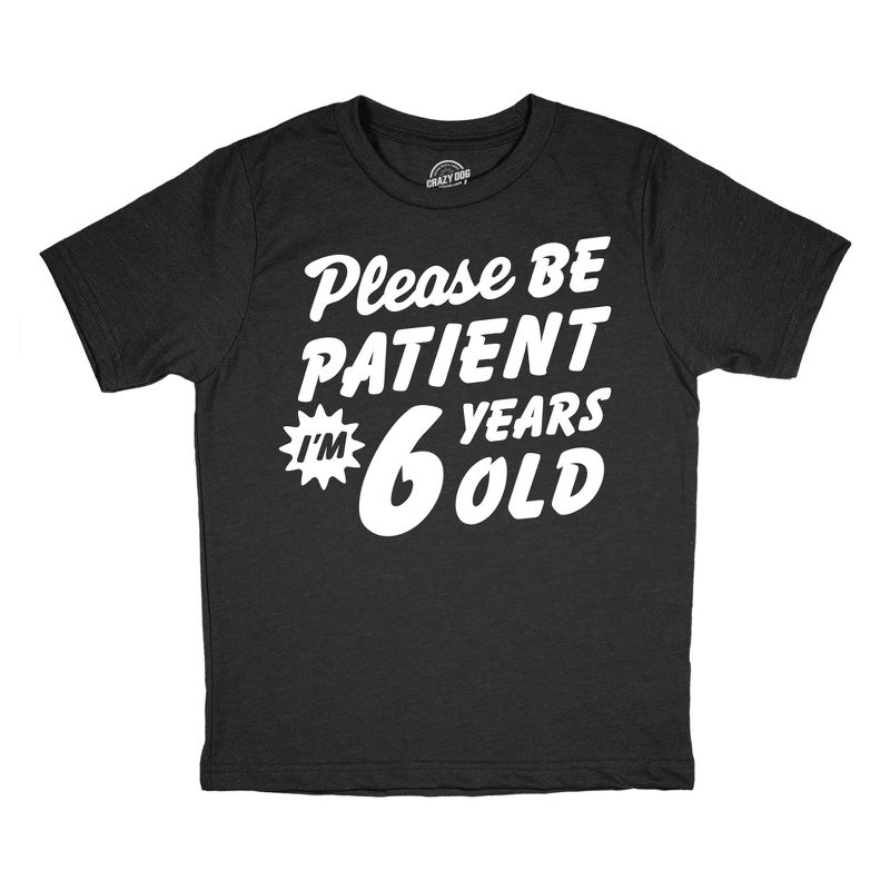 Youth Funny T Shirts Please Be Patient Im 6 Years Old Sarcastic Graphic Novelty Birthday Tee For Kids - Crazy Dog Youth T Shirt