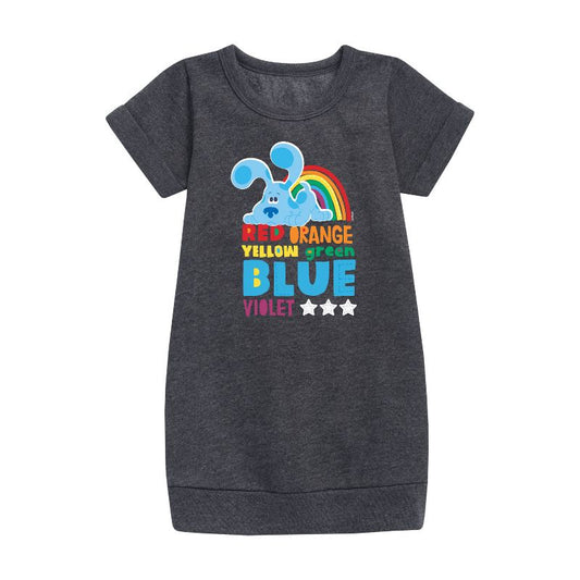 فستان بناتي من الصوف بأكمام قصيرة بتصميم جرافيكي بألوان قوس قزح - بلو كلوز وأنتِ!