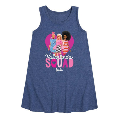 Girls' - Barbie - Valentine's Squad Graphic Sleeveless Aline Dress