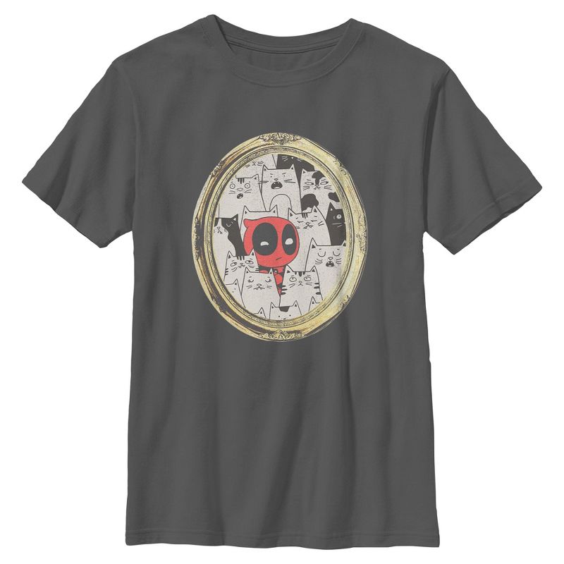 Boys Marvel Deadpool Cats Animated Frame T Shirt
