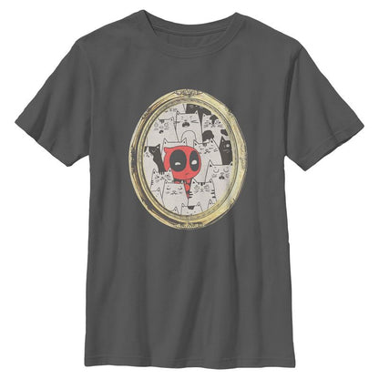 Boys Marvel Deadpool Cats Animated Frame T Shirt