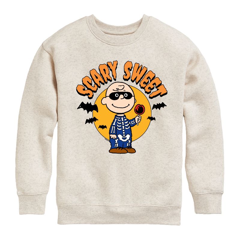 Boys' - Peanuts - Scary Sweet Graphic Long Sleeve Fleece Sweatshirt