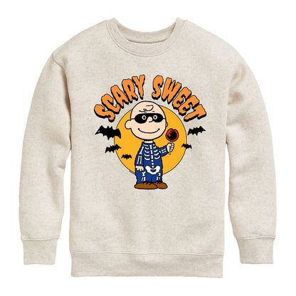 Boys' - Peanuts - Scary Sweet Graphic Long Sleeve Fleece Sweatshirt