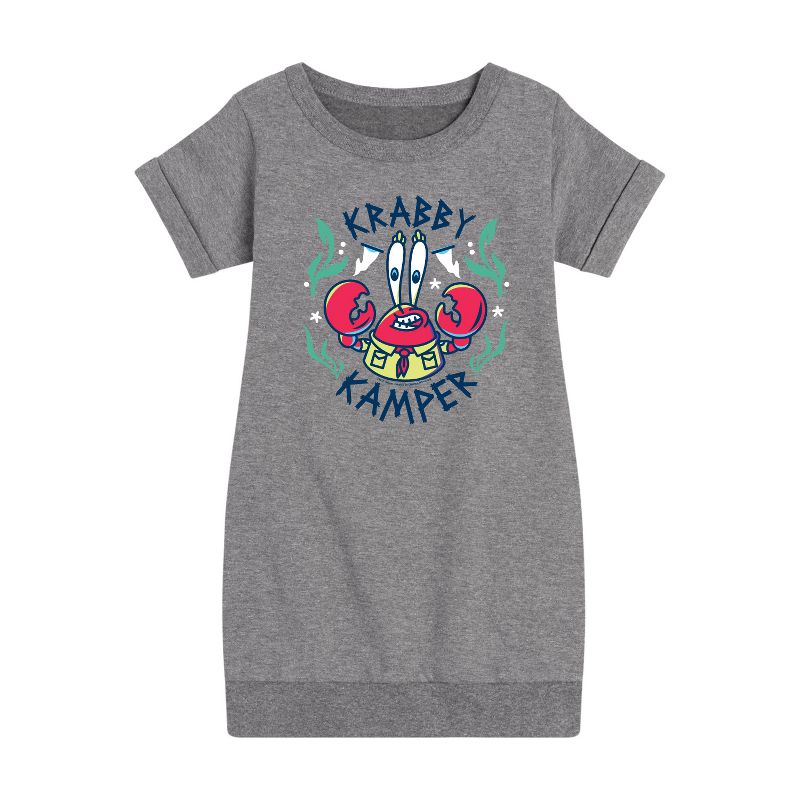 Girls' - SpongeBob SquarePants - Kamp Koral Krabby Kamper Graphic Short Sleeve Fleece Dress