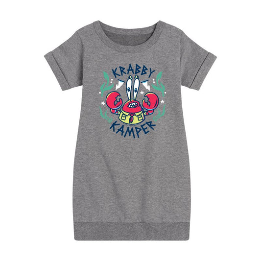 Girls' - SpongeBob SquarePants - Kamp Koral Krabby Kamper Graphic Short Sleeve Fleece Dress
