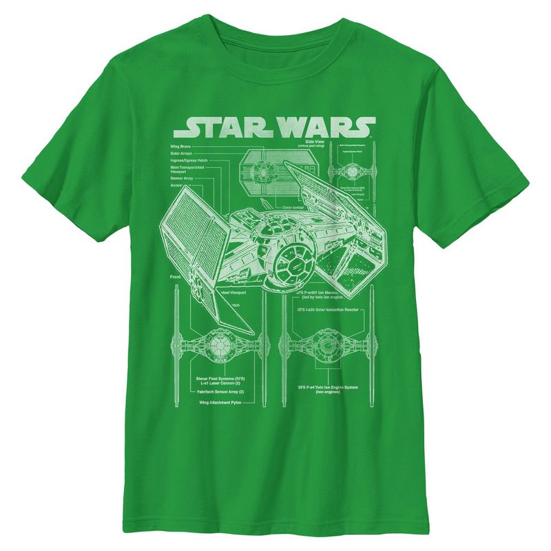Boys Star Wars TIE Fighter Schematic T Shirt