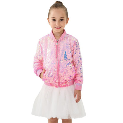 2Bunnies Girls' Bubble Gum Sequin Bomber Jacket