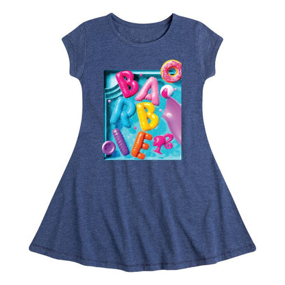 Girls' - Barbie - Summer Pool Floaties Fit & Flair Cap Sleeve Dress
