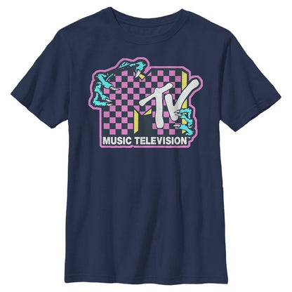 Boy's MTV Checker Dragon Logo T-Shirt