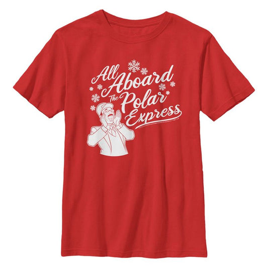 تي شيرت بولار إكسبريس للأولاد بشعار "جميع ركاب القطار"