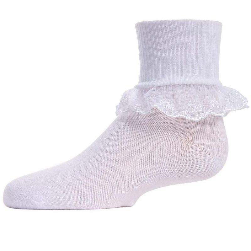 Memoi Classic Lace Girls Ruffle Anklet Socks
