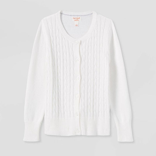 Girls' Crew Neck Cable Uniform Cardigan Sweater - Cat & Jack™