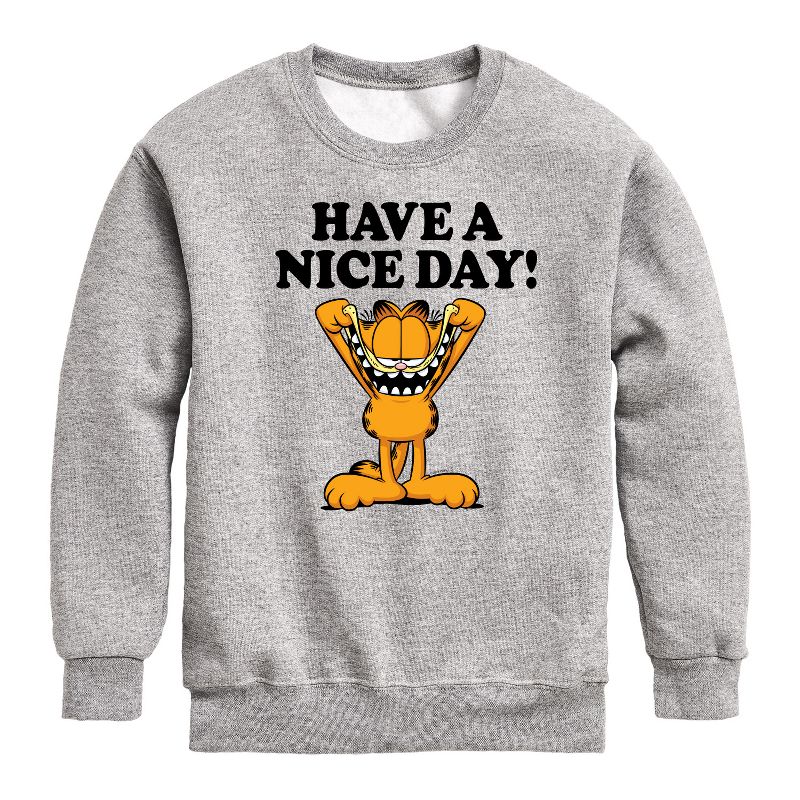 Boys' - Garfield - Have A Nice Day Graphic Long Sleeve Fleece Sweatshirt