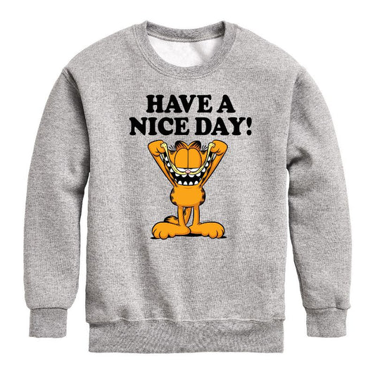 Boys' - Garfield - Have A Nice Day Graphic Long Sleeve Fleece Sweatshirt