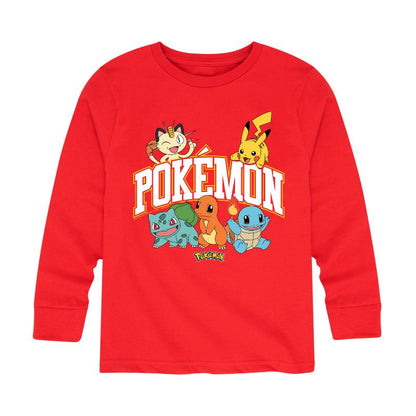 تي شيرت رياضي بأكمام طويلة بشعار جرافيكي للأولاد - بوكيمون - بيكاتشو تشارمندر بولباسور سكويرتل ميوث