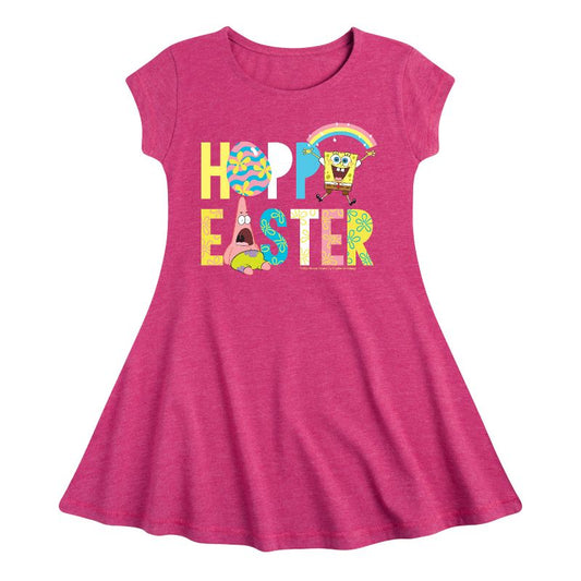 Girls' - SpongeBob Squarepants - Hoppy Easter Icons Fit & Flair Cap Sleeve Dress