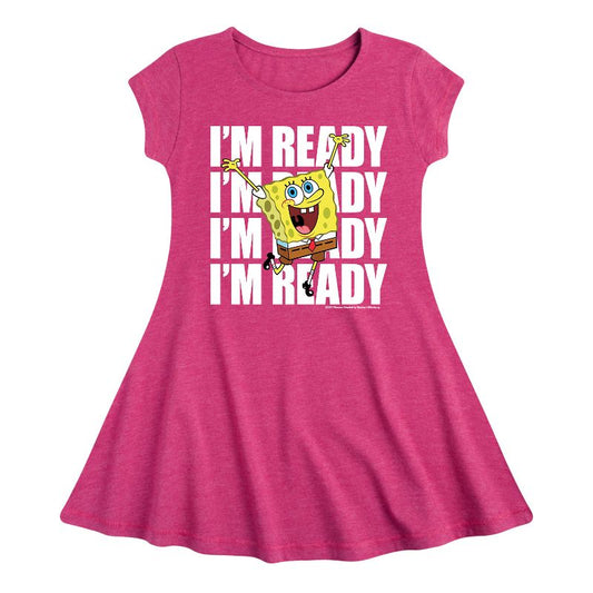 Girls' - SpongeBob SquarePants - I'm Ready Fit & Flair Cap Sleeve Dress