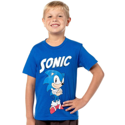 Sonic the Hedghog Boy's Sonic Folded Arms Victory Short Sleeve Kids T-Shirt