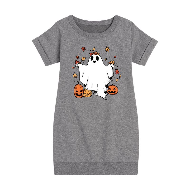 فستان خريفي من الصوف بأكمام قصيرة برسومات جرافيكية للبنات - رسالة فورية