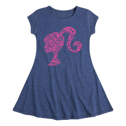 فستان بأكمام قصيرة بتصميم أيقونات كلاسيكية فردية من باربي للبنات