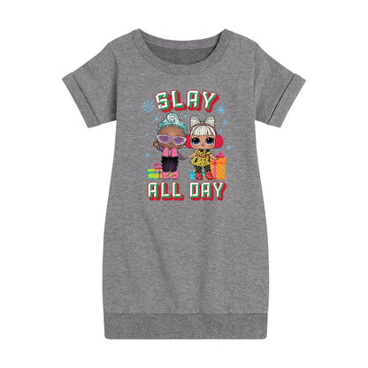 Girls' - Lol Surprise! - Slay All Day Graphic Short Sleeve Fleece Dress