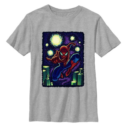تي شيرت Marvel: Spider-Man Thwip Pose Starry Night للأولاد