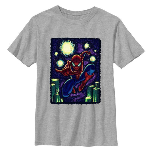 تي شيرت Marvel: Spider-Man Thwip Pose Starry Night للأولاد