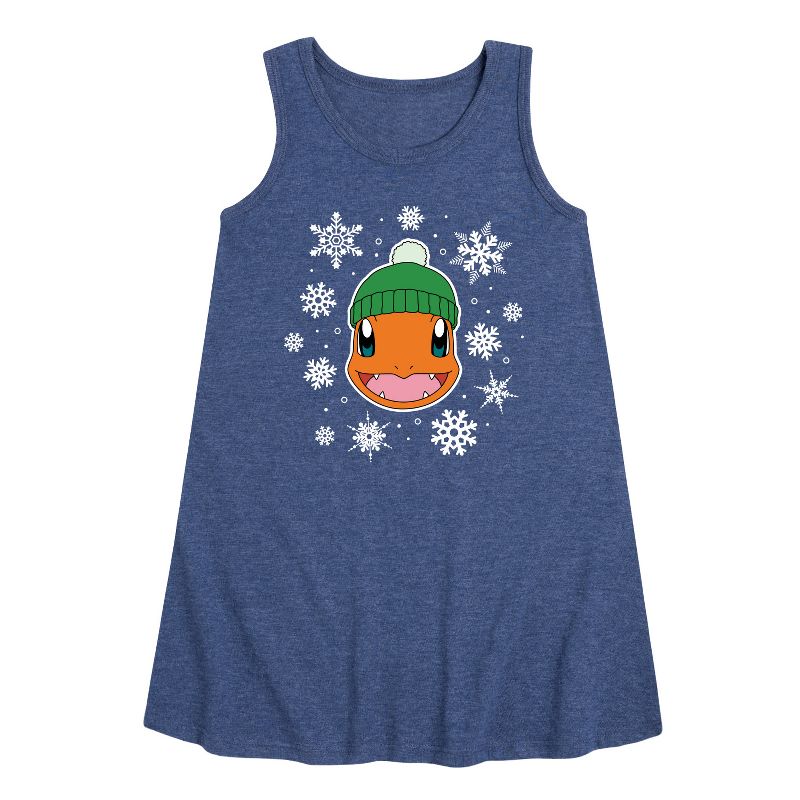 فستان بوكيمون شارماندر سنوفليكس جرافيكي بدون أكمام بتصميم خطي للبنات