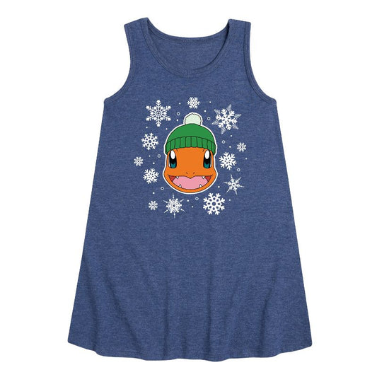 فستان بوكيمون شارماندر سنوفليكس جرافيكي بدون أكمام بتصميم خطي للبنات