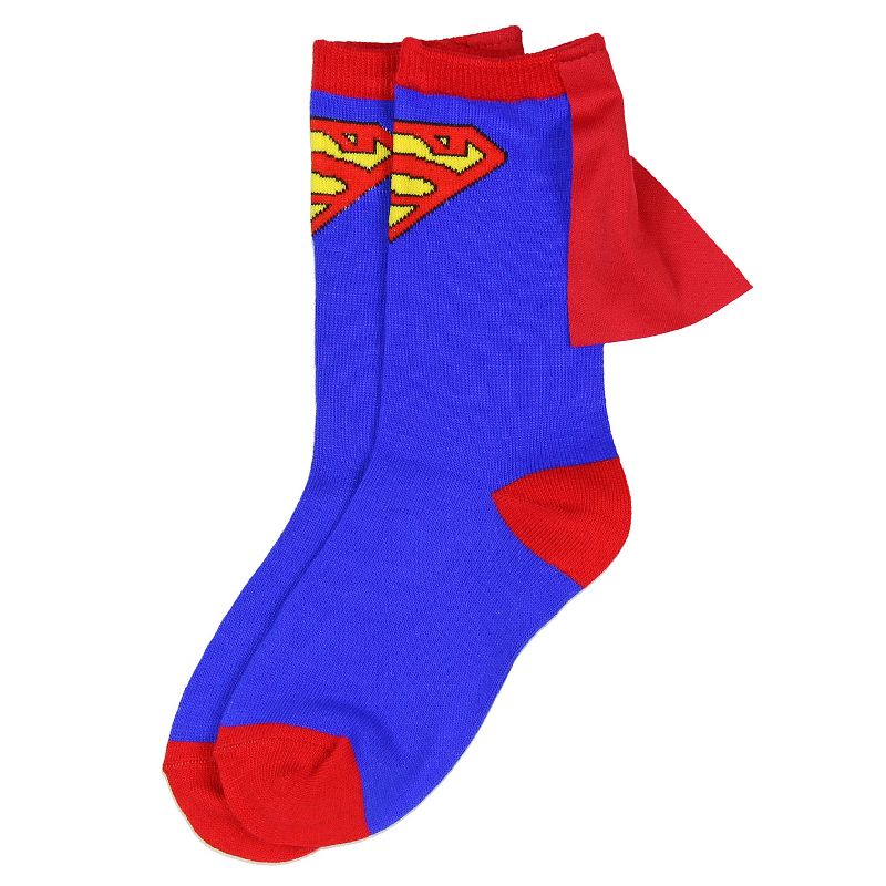 Seven Times Six DC Comics Superhero Batman Superman The Flash Youth Boys Caped Crew Socks