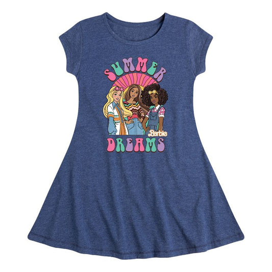 Girls' - Barbie - Summer Dreams Trio Fit & Flair Cap Sleeve Dress