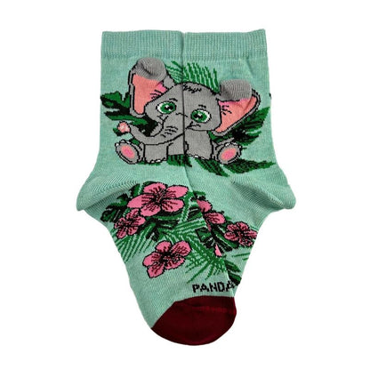 Elephant Sitting in Flowers Socks - from the Sock Panda (Ages 3-7)