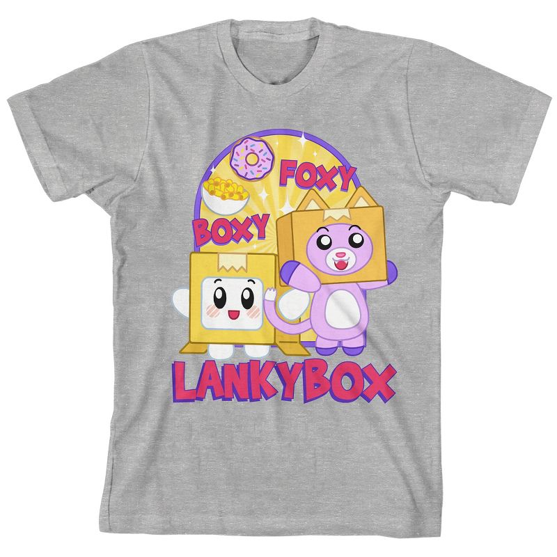 LankyBox Boxy & Foxy Crew Neck Short Sleeve Athletic Heather Boy's T-shirt
