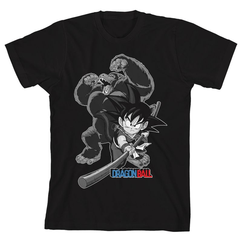 Dragon Ball Goku Giant Ape Transformation Crew Neck Short Sleeve Boy's Black T-shirt
