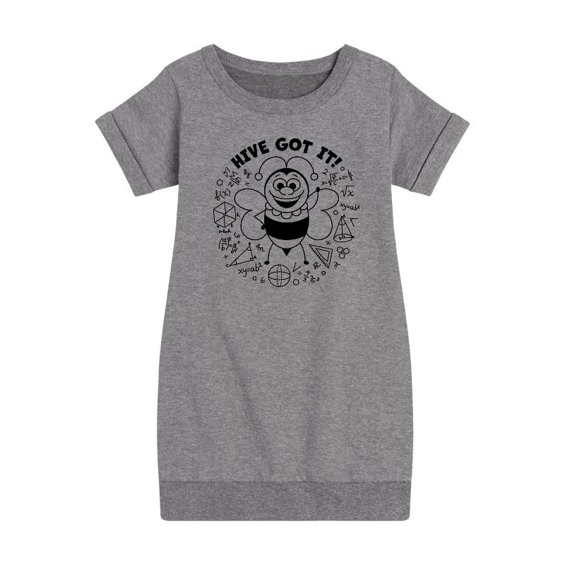 Girls' - Instant Message - Math Problem Bee Graphic Short Sleeve Fleece Dress