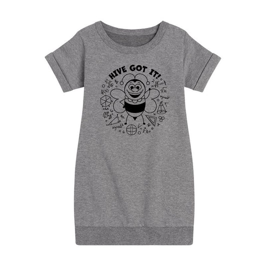 Girls' - Instant Message - Math Problem Bee Graphic Short Sleeve Fleece Dress