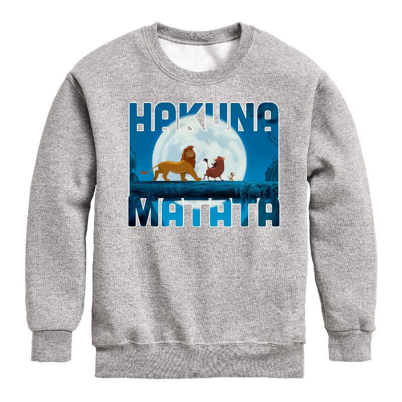 Boys' - Disney - Hakuna Matata Graphic Long Sleeve Fleece Sweatshirt