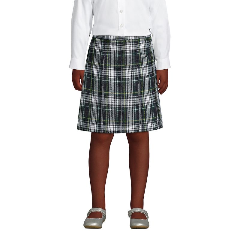 Lands' End School Uniform Kids Plaid Box Pleat Skirt Top of the Knee
