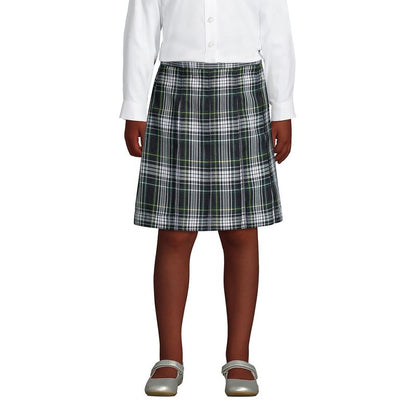 Lands' End School Uniform Kids Plaid Box Pleat Skirt Top of the Knee