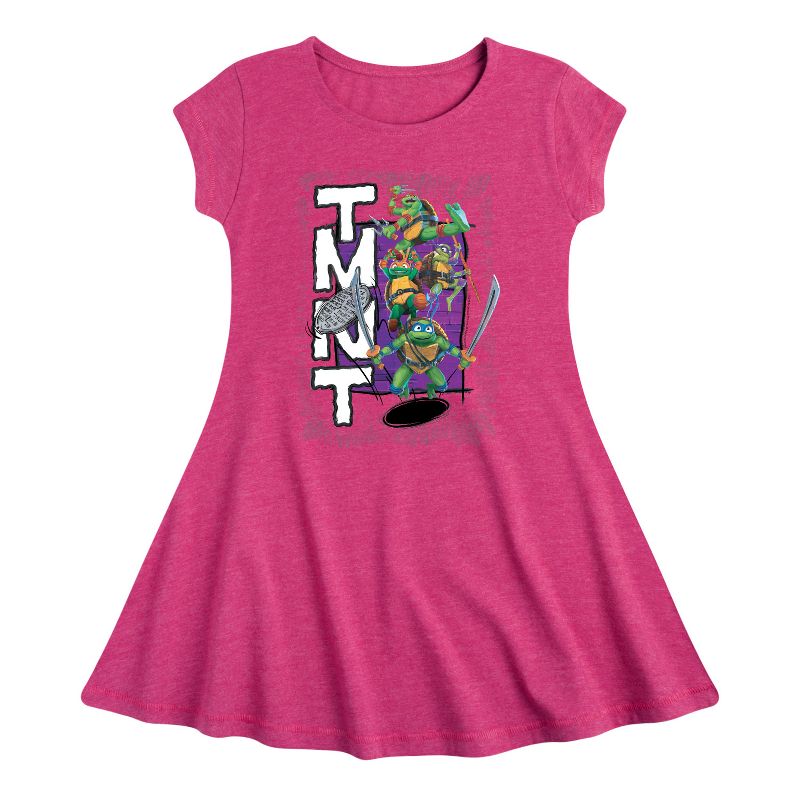 Girls' - Teenage Mutant Ninja Turtles - Donatello, Raphael, Leonardo, & Michelangelo Fit & Flair Cap Sleeve Dress