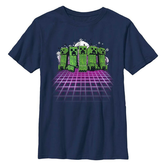 Boy's Minecraft Creeper Holographic Grid Floor T-Shirt
