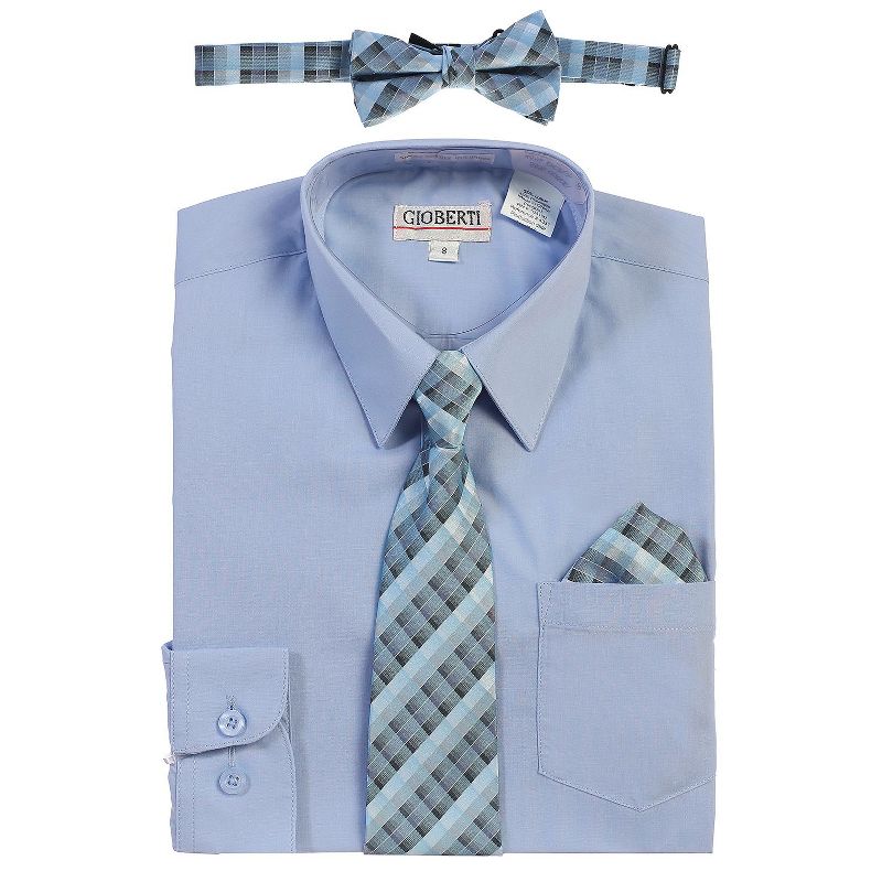 Gioberti Boy's Long Sleeve Dress Shirt and Plaid Tie Accessories Set (Part 2)