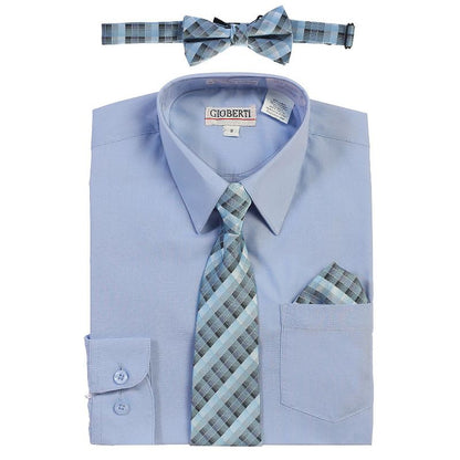 Gioberti Boy's Long Sleeve Dress Shirt and Plaid Tie Accessories Set (Part 2)