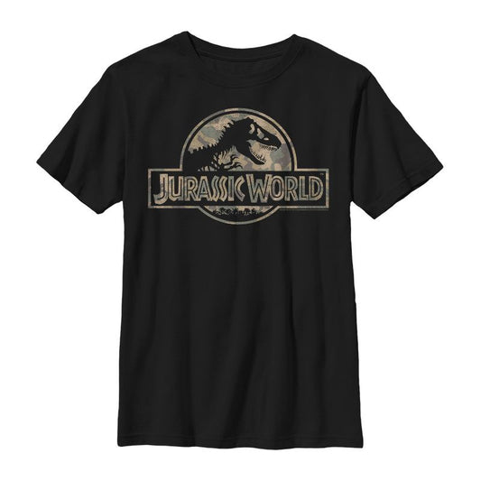 Boy's Jurassic World Camouflage Print Logo T-Shirt