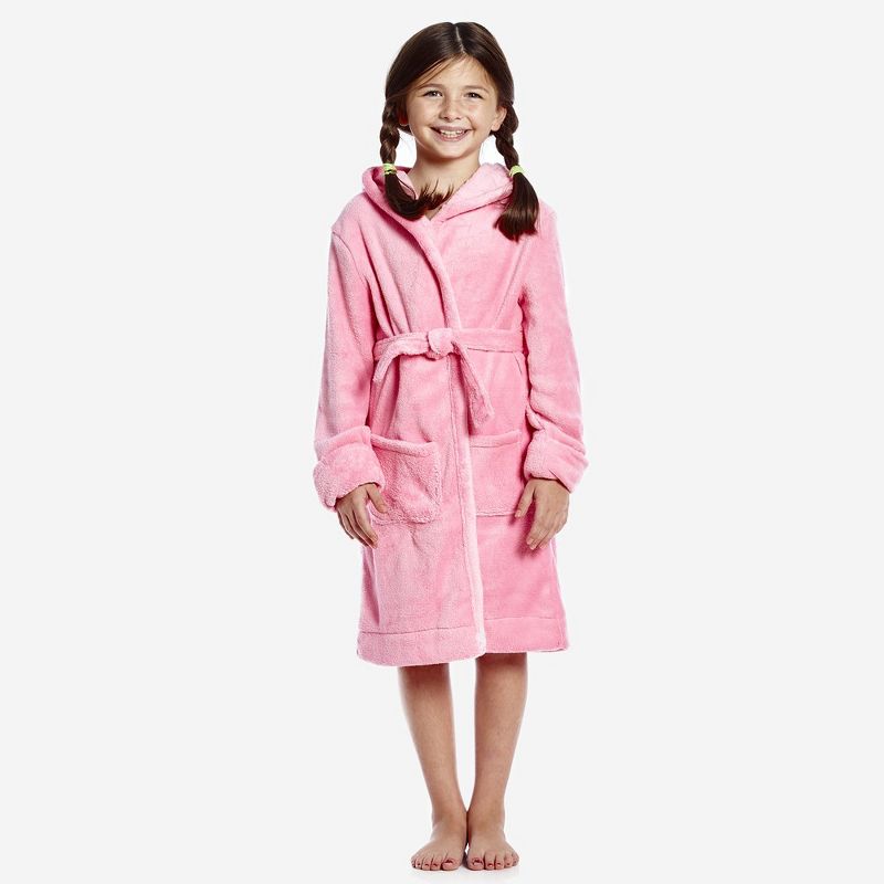 Leveret Kids Fleece Solid Color Hooded Robe (Part 2)
