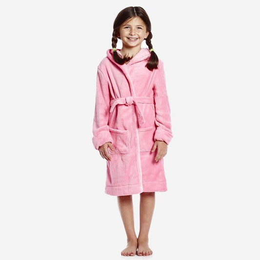 Leveret Kids Fleece Solid Color Hooded Robe (Part 2)
