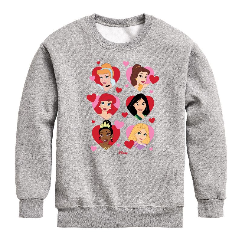 Boys' - Disney - Princess Heart Grid Graphic Long Sleeve Fleece Sweatshirt
