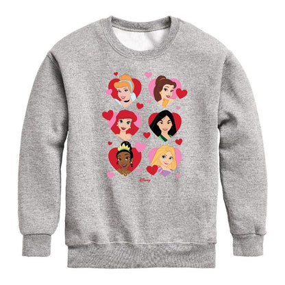 Boys' - Disney - Princess Heart Grid Graphic Long Sleeve Fleece Sweatshirt