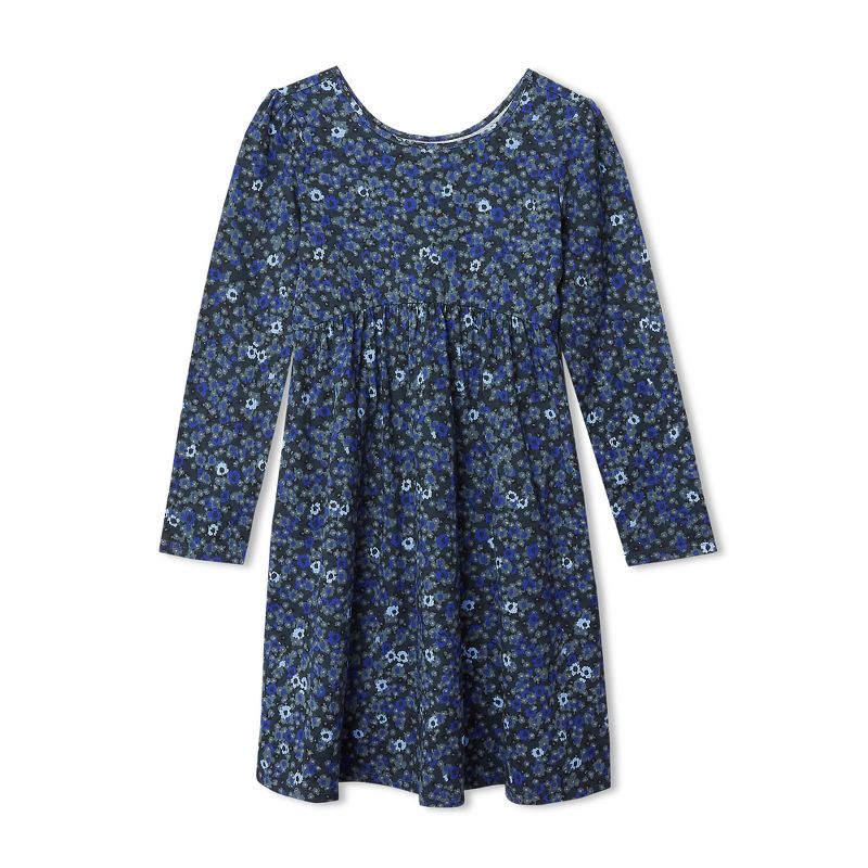 Lands' End Kids Long Sleeve Gathered Waist Jersey Dress